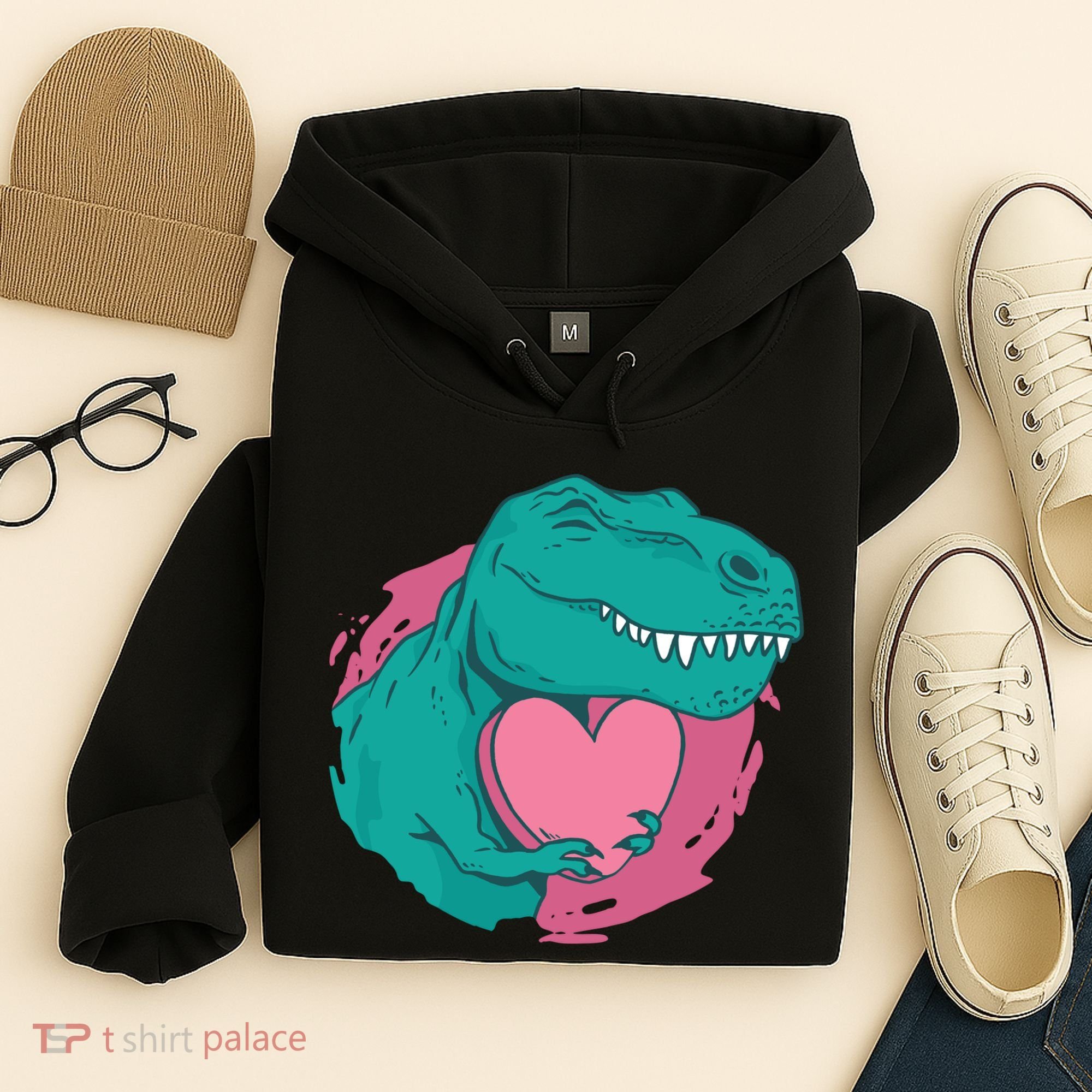 Valentines T-Rex Heart Hoodie