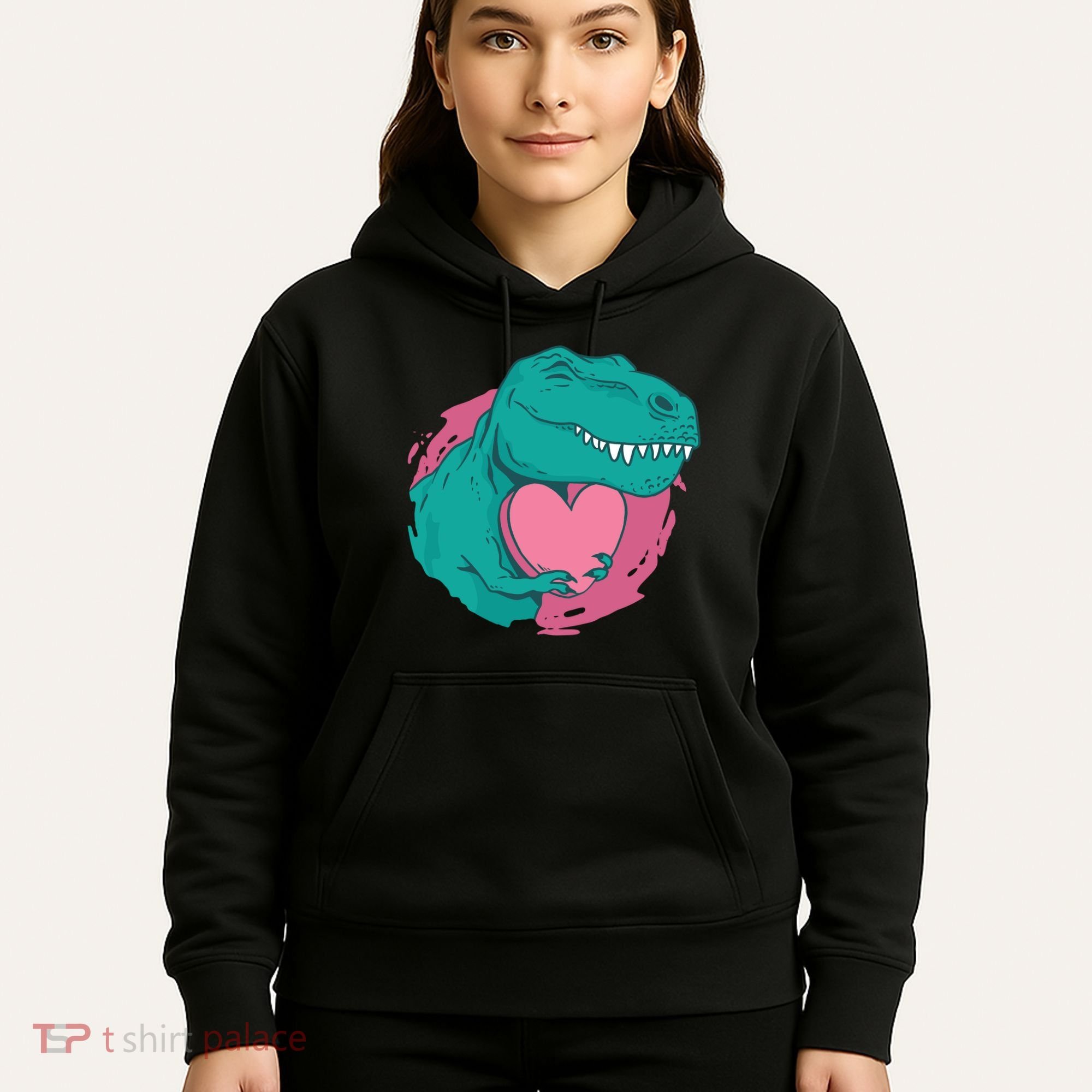 Valentines T-Rex Heart Hoodie