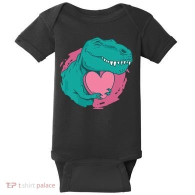 Valentines T-Rex Heart Baby Bodysuit