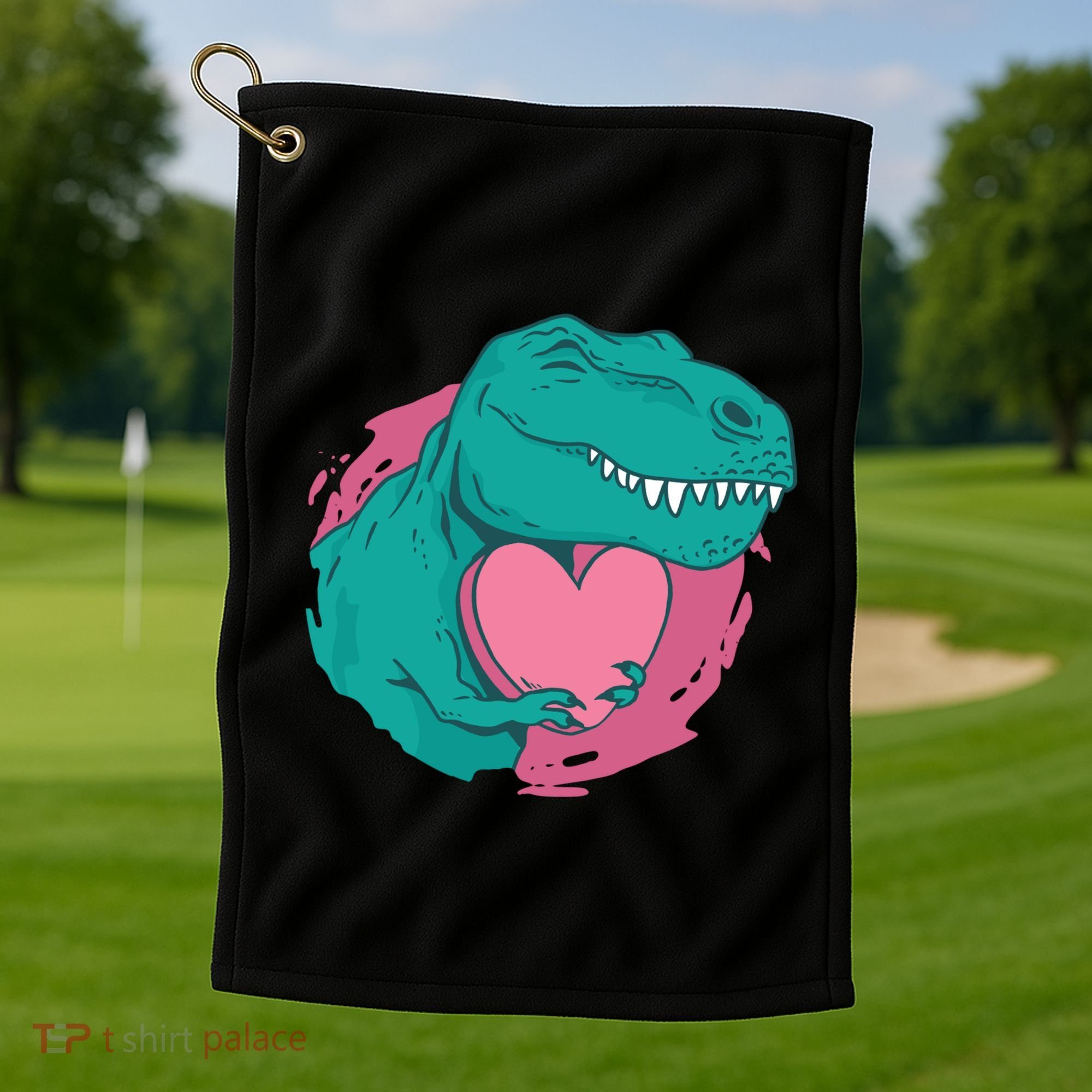 Valentines T-Rex Heart Golf Towel