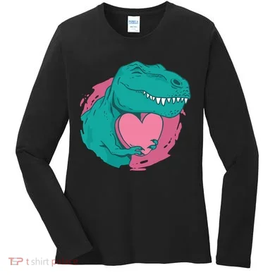 Valentines T-Rex Heart Women's Long Sleeve Shirt