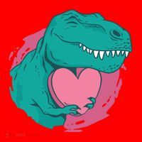 Valentines T-Rex Heart Santa Hat thumb 1