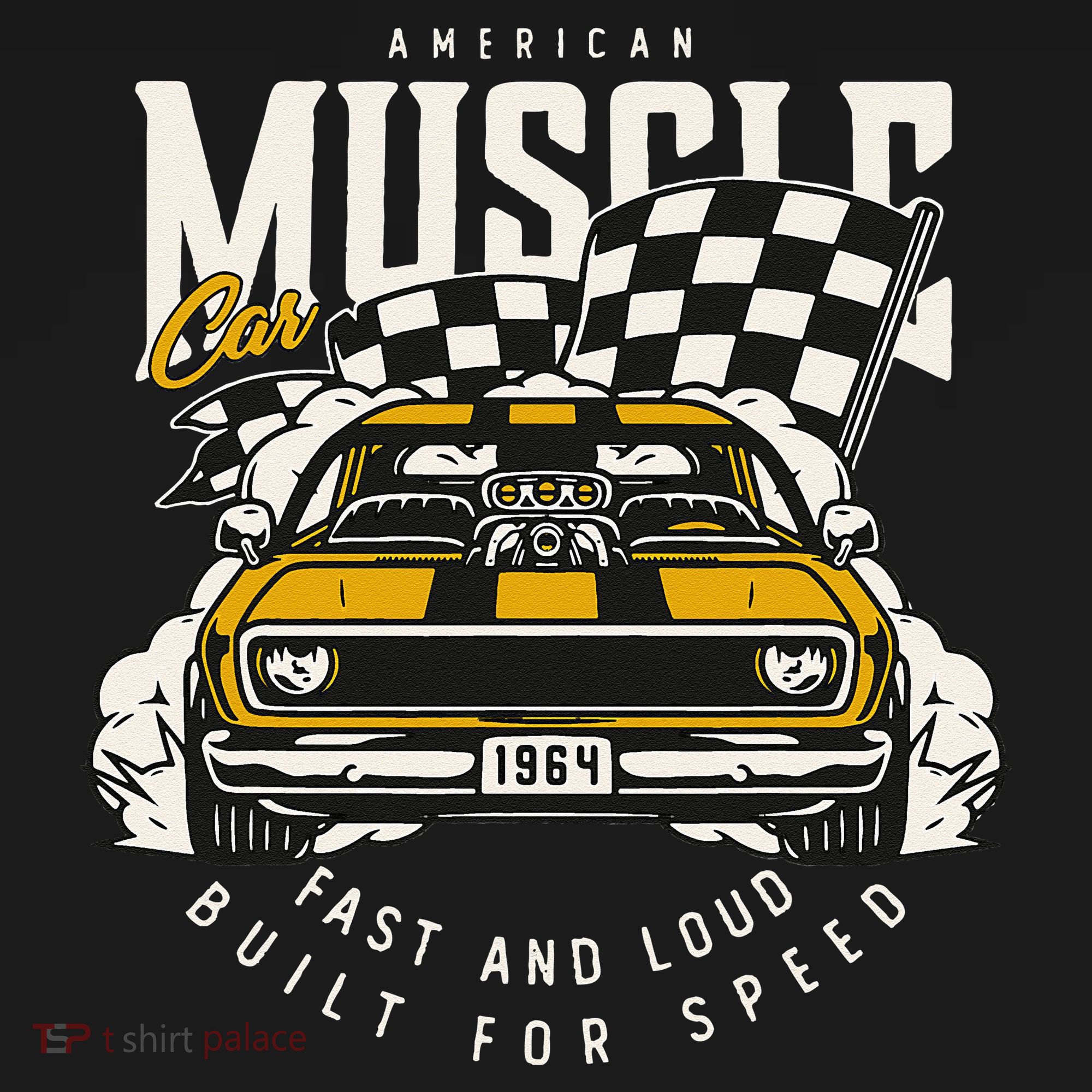 Vintage American Muscle Car Racing Flag T-Shirt