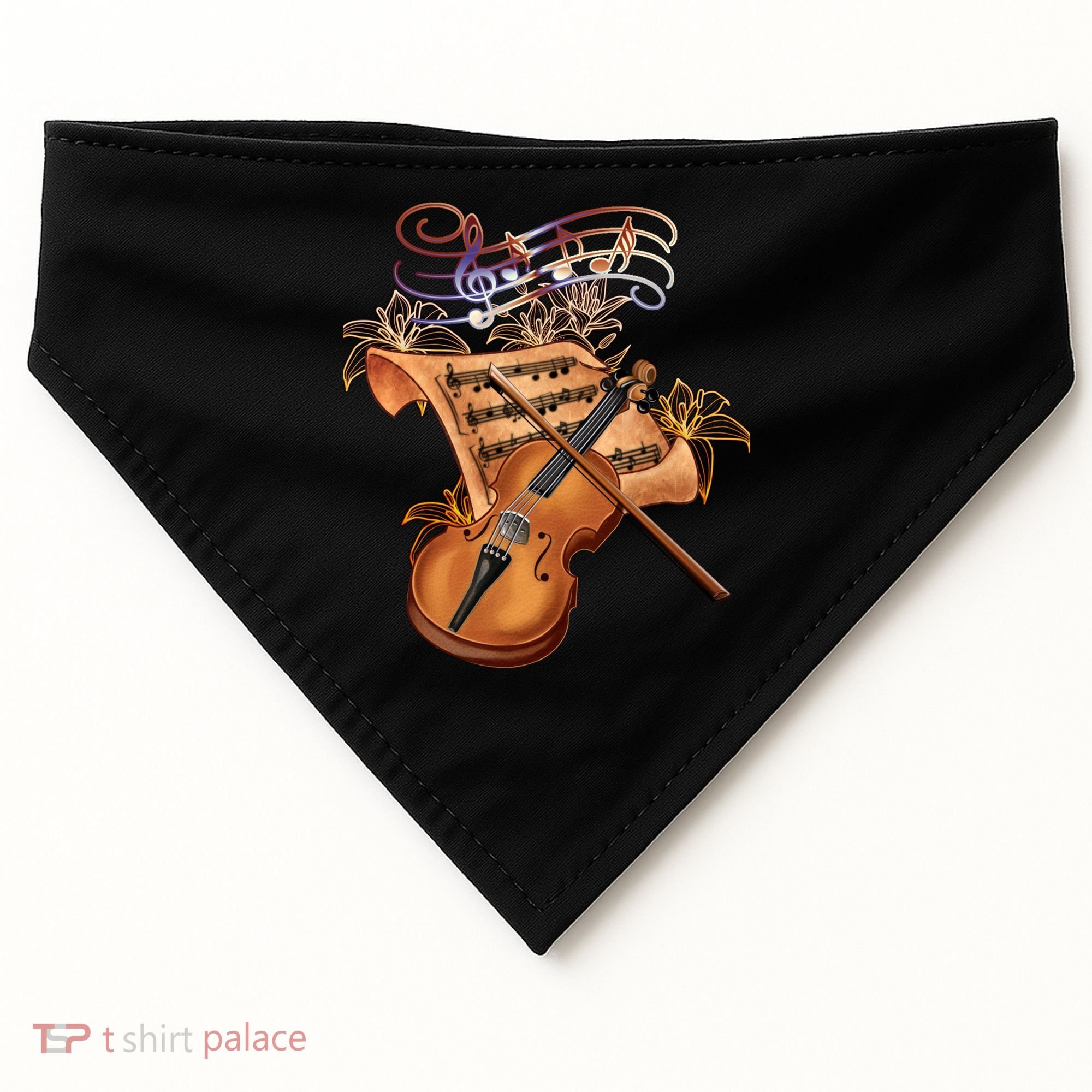 Violin And Musical Note Gift USA-Made Doggie Bandana