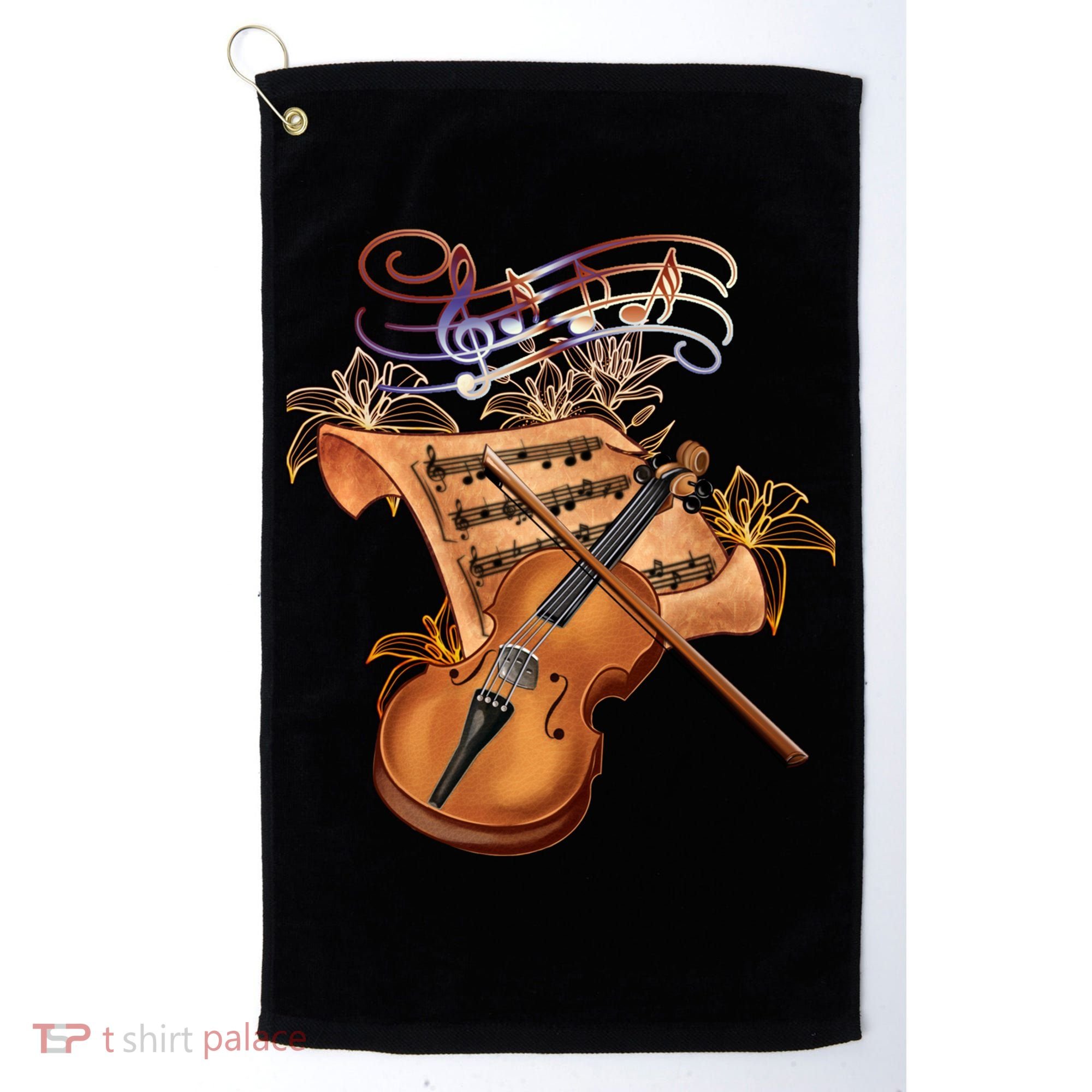 Violin And Musical Note Gift Golf Towel