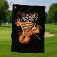 Violin And Musical Note Gift Golf Towel thumb 1