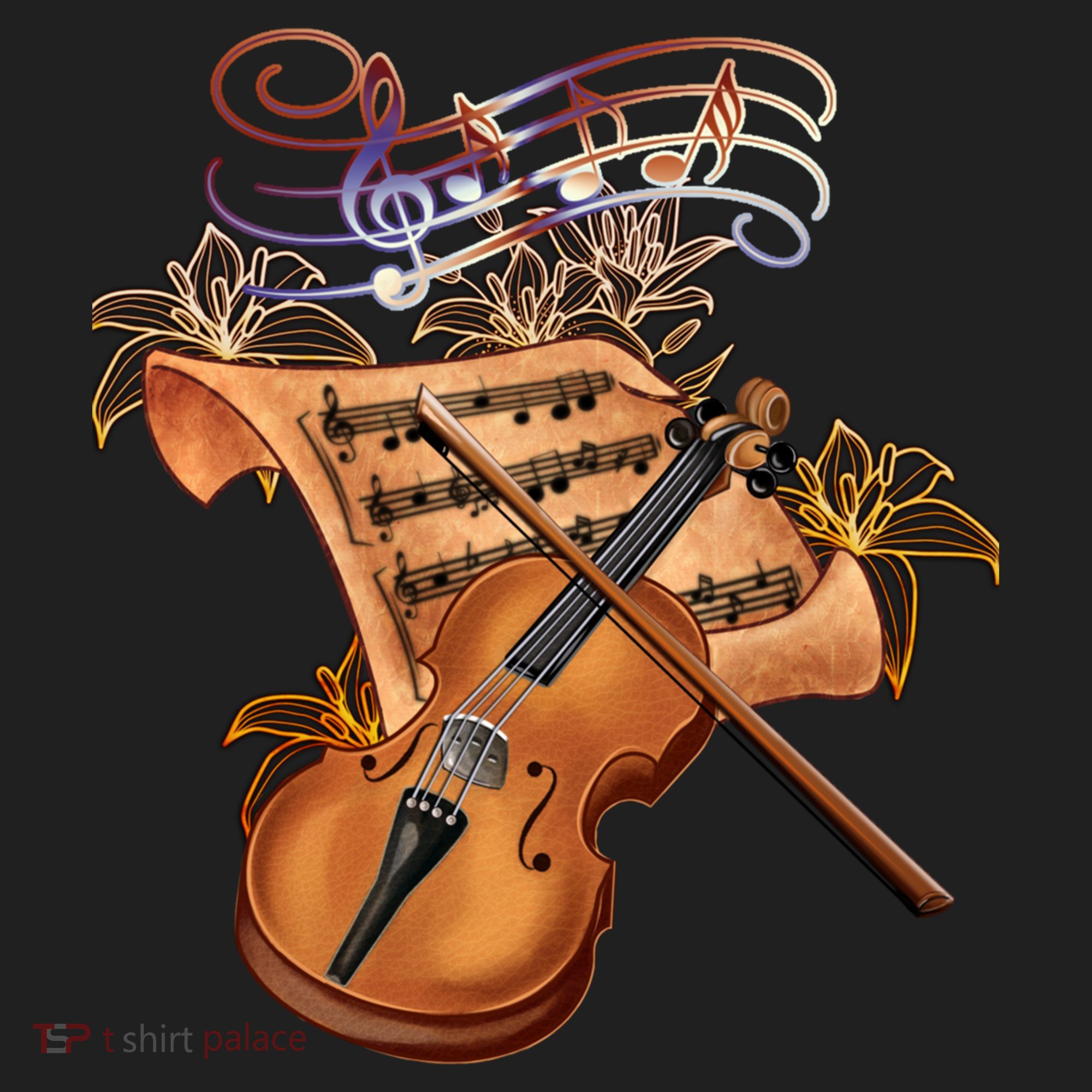 Violin And Musical Note Gift Golf Towel