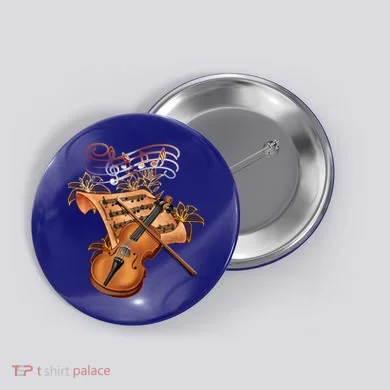 Violin And Musical Note Gift Button