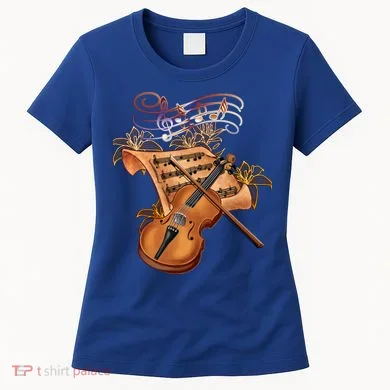 Violin And Musical Note Gift Women's T-Shirt