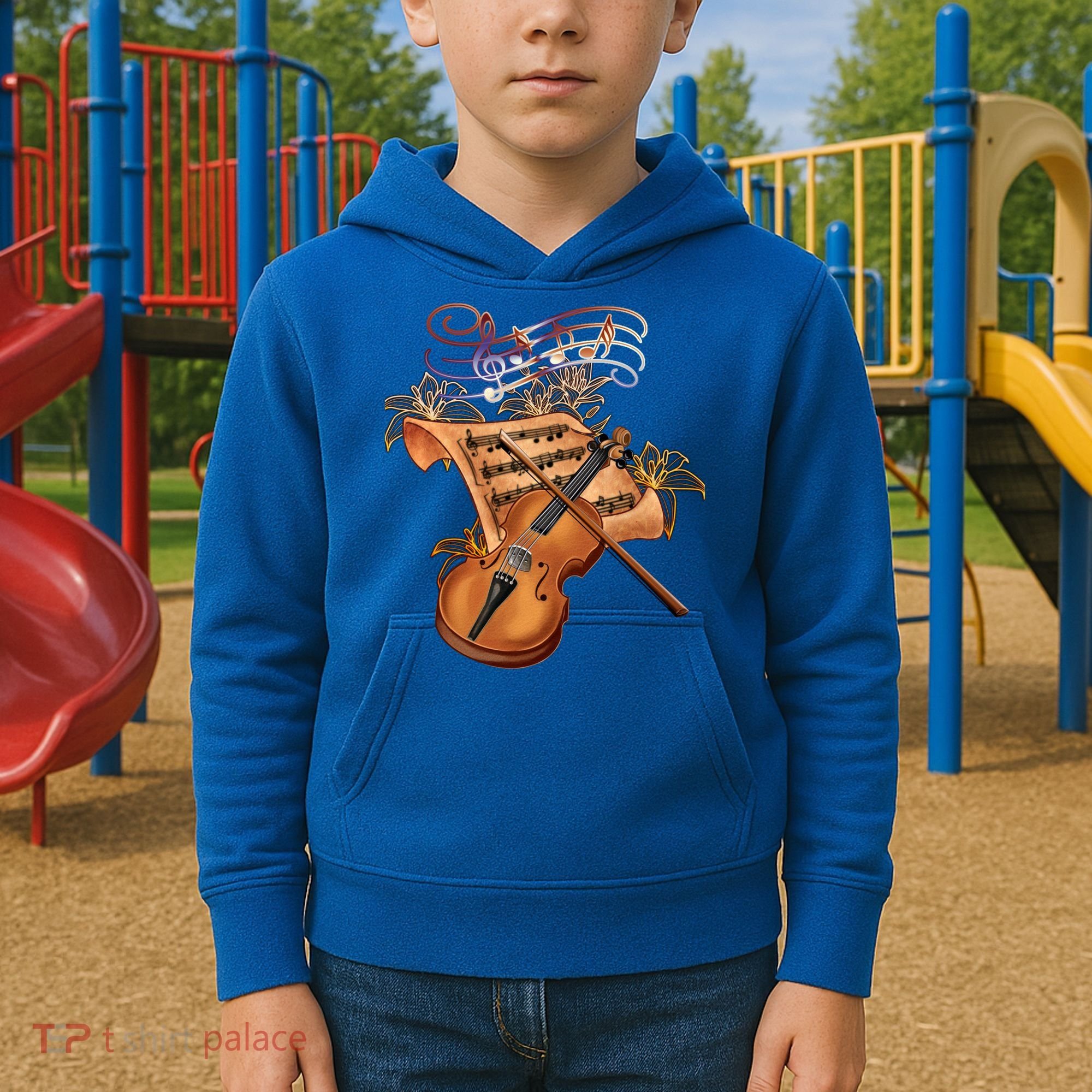 Violin And Musical Note Gift Kids Hoodie