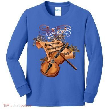 Violin And Musical Note Gift Kids Long Sleeve Shirt