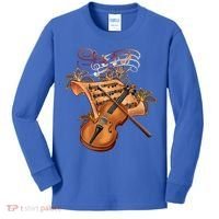 Violin And Musical Note Gift Kids Long Sleeve Shirt thumb 0