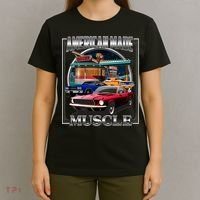 Vintage American Made Muscle Classic Cars And Diner T-Shirt thumb 4