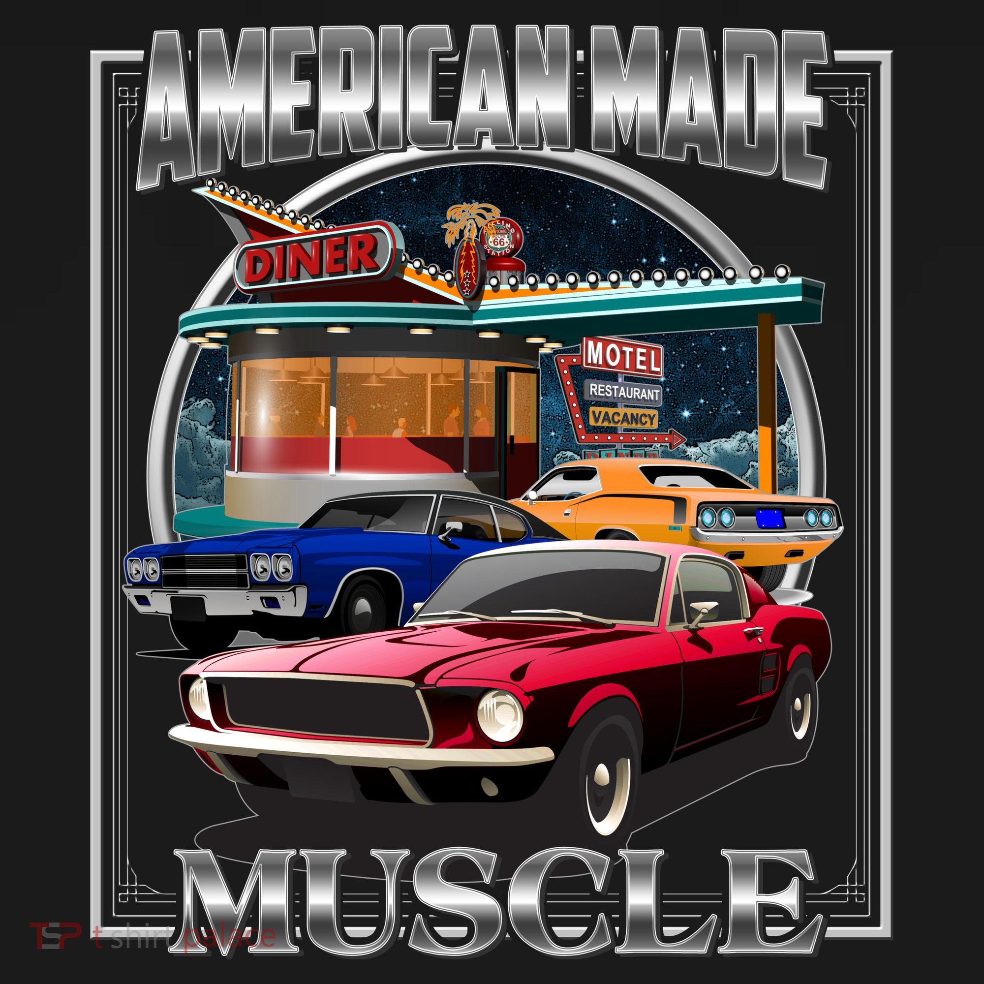 Vintage American Made Muscle Classic Cars And Diner T-Shirt
