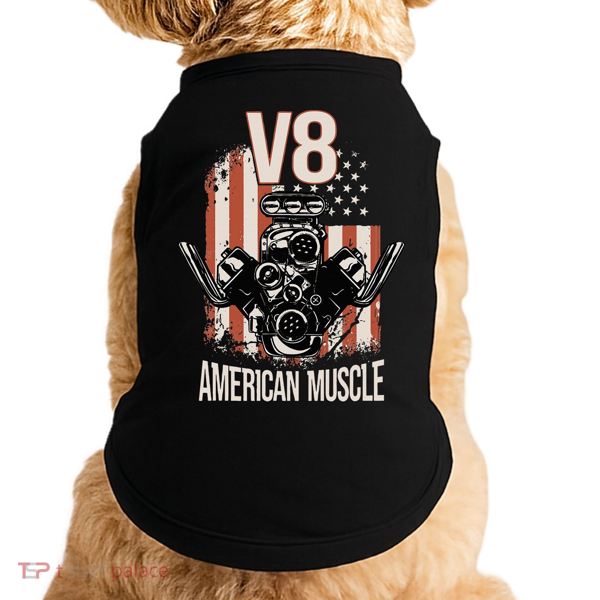 V8 American Muscle Car Usa Flag Engine V8 Doggie Tank