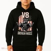 V8 American Muscle Car Usa Flag Engine V8 Hoodie thumb 2