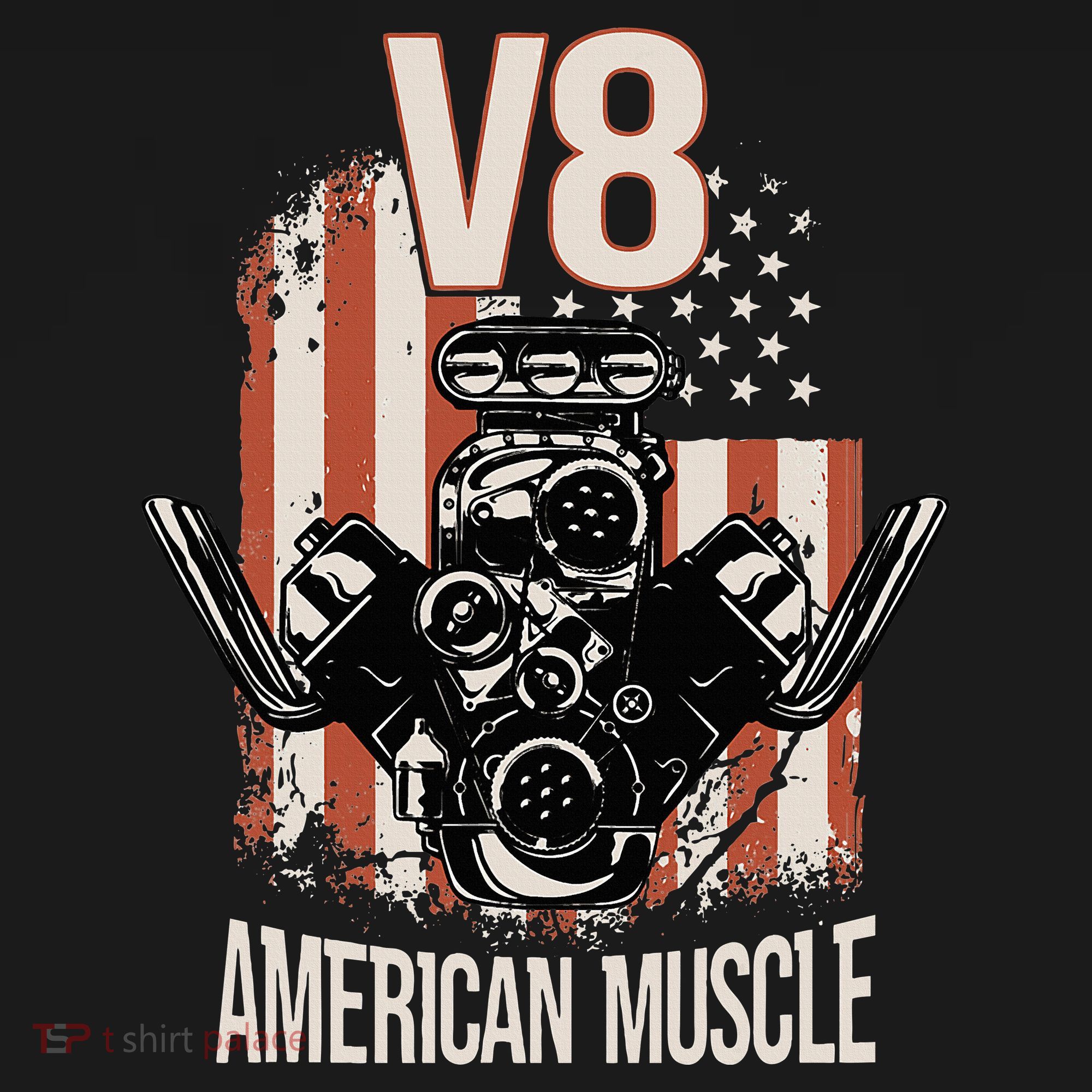 V8 American Muscle Car Usa Flag Engine V8 Sweatshirt