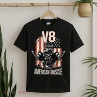 V8 American Muscle Car Usa Flag Engine V8 T-Shirt thumb 2