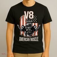 V8 American Muscle Car Usa Flag Engine V8 T-Shirt thumb 3