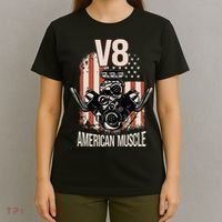V8 American Muscle Car Usa Flag Engine V8 T-Shirt thumb 4