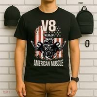 V8 American Muscle Car Usa Flag Engine V8 T-Shirt thumb 6