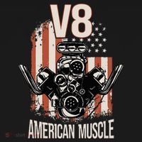 V8 American Muscle Car Usa Flag Engine V8 T-Shirt thumb 7