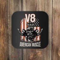 V8 American Muscle Car Usa Flag Engine V8 Coaster thumb 0