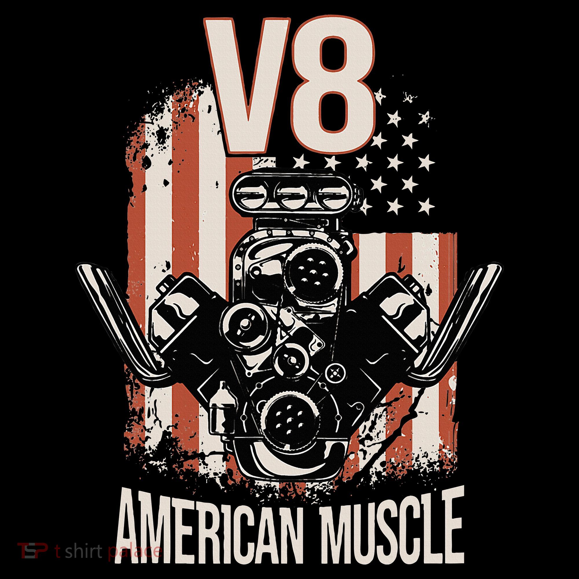 V8 American Muscle Car Usa Flag Engine V8 Women's Hoodie