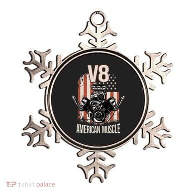 V8 American Muscle Car Usa Flag Engine V8 Ornament