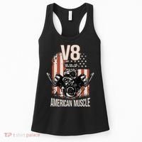 V8 American Muscle Car Usa Flag Engine V8 Women's Tank Top thumb 0
