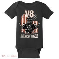 V8 American Muscle Car Usa Flag Engine V8 Baby Bodysuit thumb 0