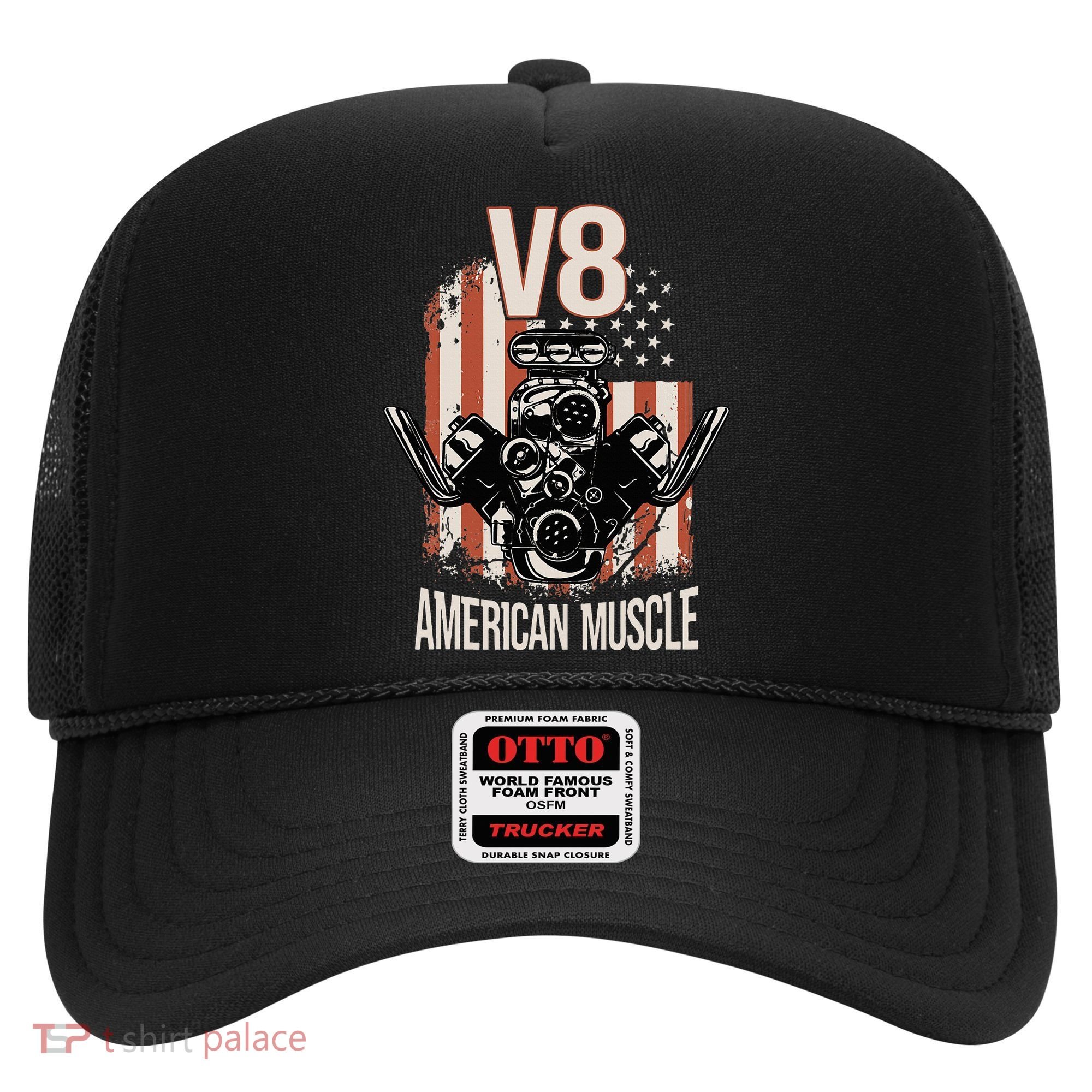 V8 American Muscle Car Usa Flag Engine V8 Hat