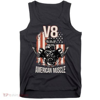 V8 American Muscle Car Usa Flag Engine V8 Tank Top