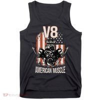 V8 American Muscle Car Usa Flag Engine V8 Tank Top thumb 0