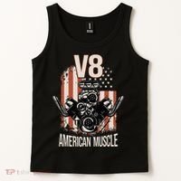 V8 American Muscle Car Usa Flag Engine V8 Tank Top thumb 2