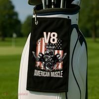 V8 American Muscle Car Usa Flag Engine V8 Golf Towel thumb 2