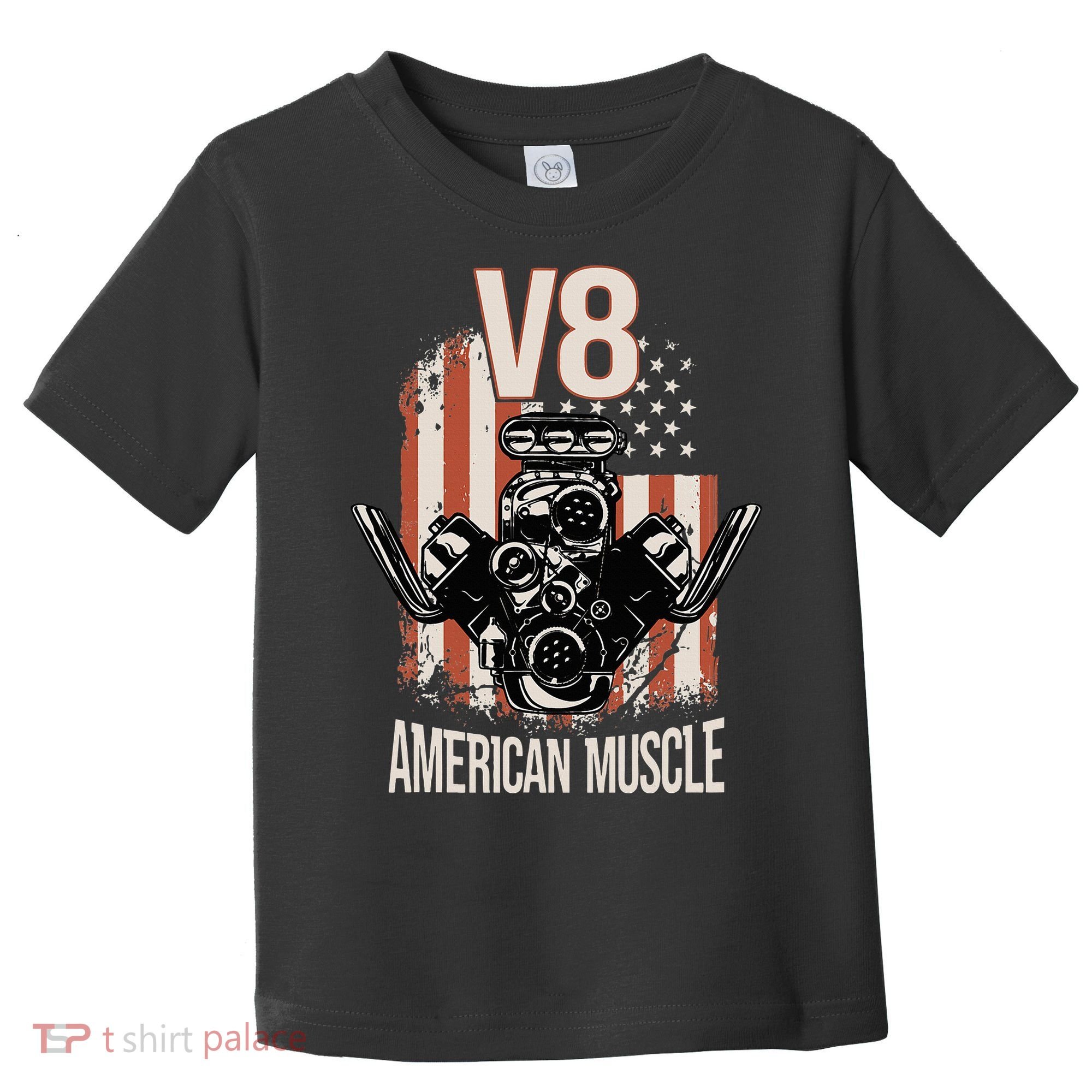 V8 American Muscle Car Usa Flag Engine V8 Toddler T-Shirt