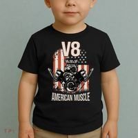 V8 American Muscle Car Usa Flag Engine V8 Toddler T-Shirt thumb 2