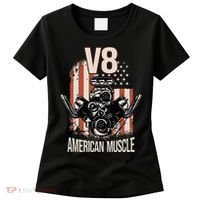 V8 American Muscle Car Usa Flag Engine V8 Women's T-Shirt thumb 0