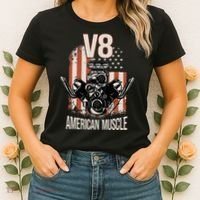 V8 American Muscle Car Usa Flag Engine V8 Women's T-Shirt thumb 2