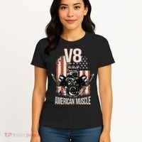 V8 American Muscle Car Usa Flag Engine V8 Women's T-Shirt thumb 4