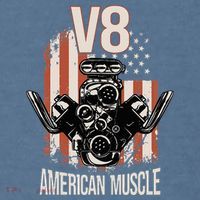 V8 American Muscle Car Usa Flag Engine V8 Comfort Colors Garment-Dyed Hooded Sweatshirt thumb 2