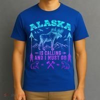 Vintage Alaskan Moose Alaska Is Calling And I Must Go Cool Gift T-Shirt thumb 3
