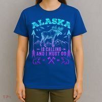 Vintage Alaskan Moose Alaska Is Calling And I Must Go Cool Gift T-Shirt thumb 4