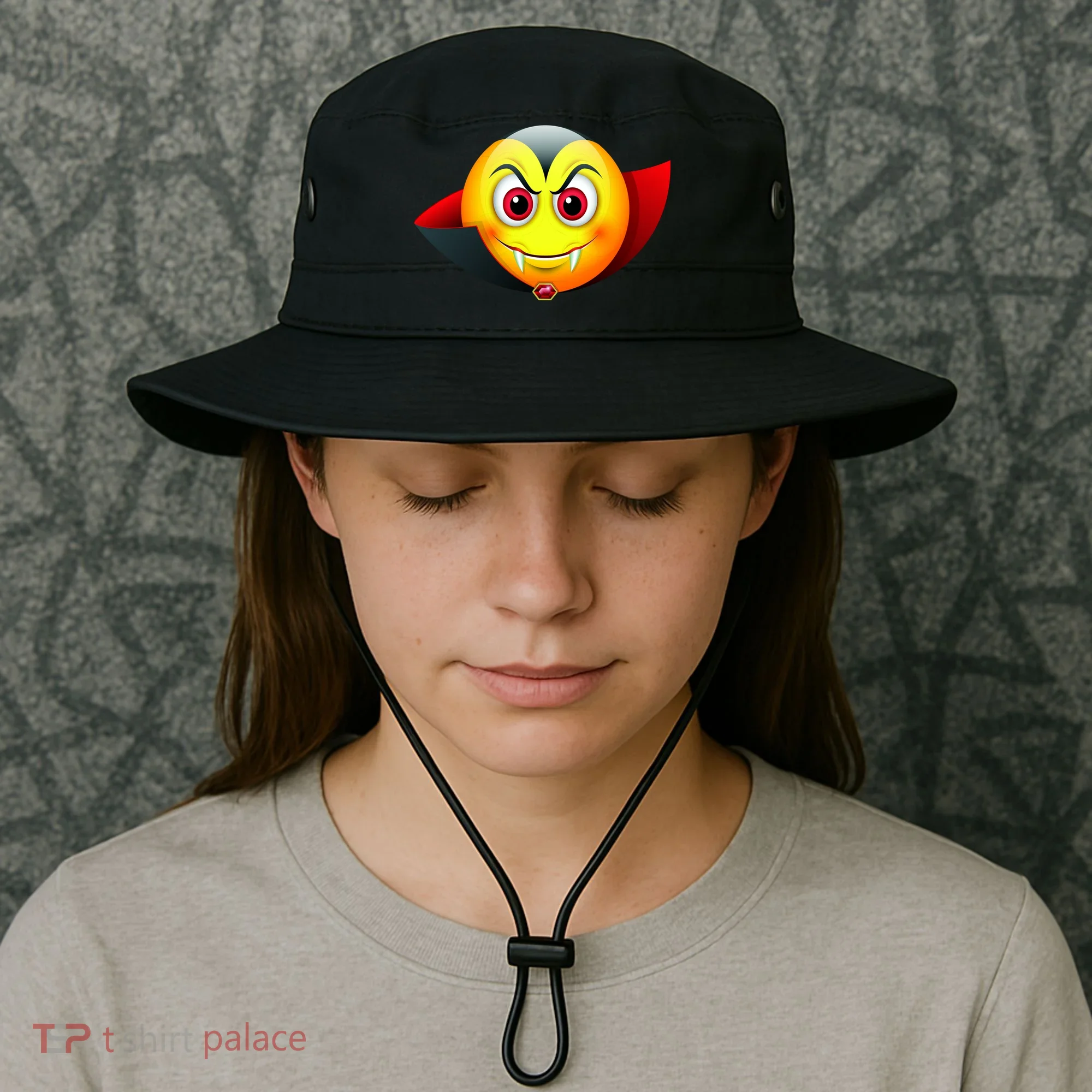 Vampire Halloween Emoji Bucket Hat