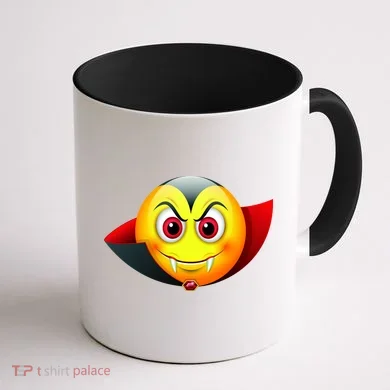 Vampire Halloween Emoji Coffee Mug back
