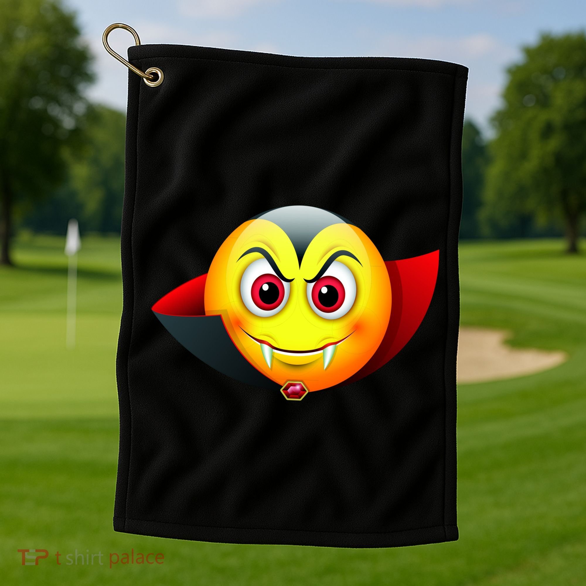 Vampire Halloween Emoji Golf Towel
