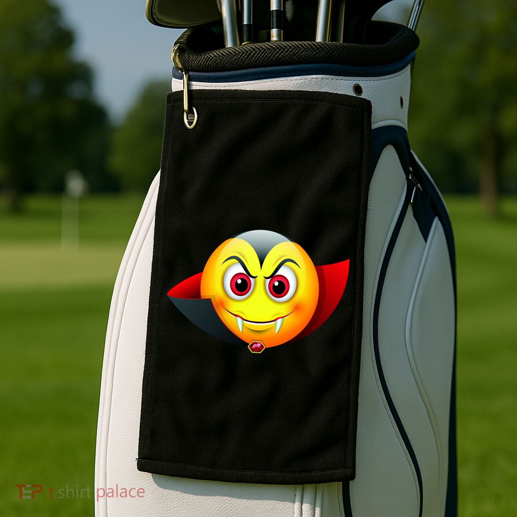 Vampire Halloween Emoji Golf Towel