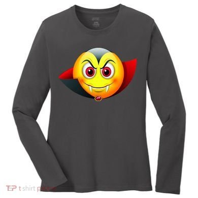 Vampire Halloween Emoji Women's Long Sleeve Shirt