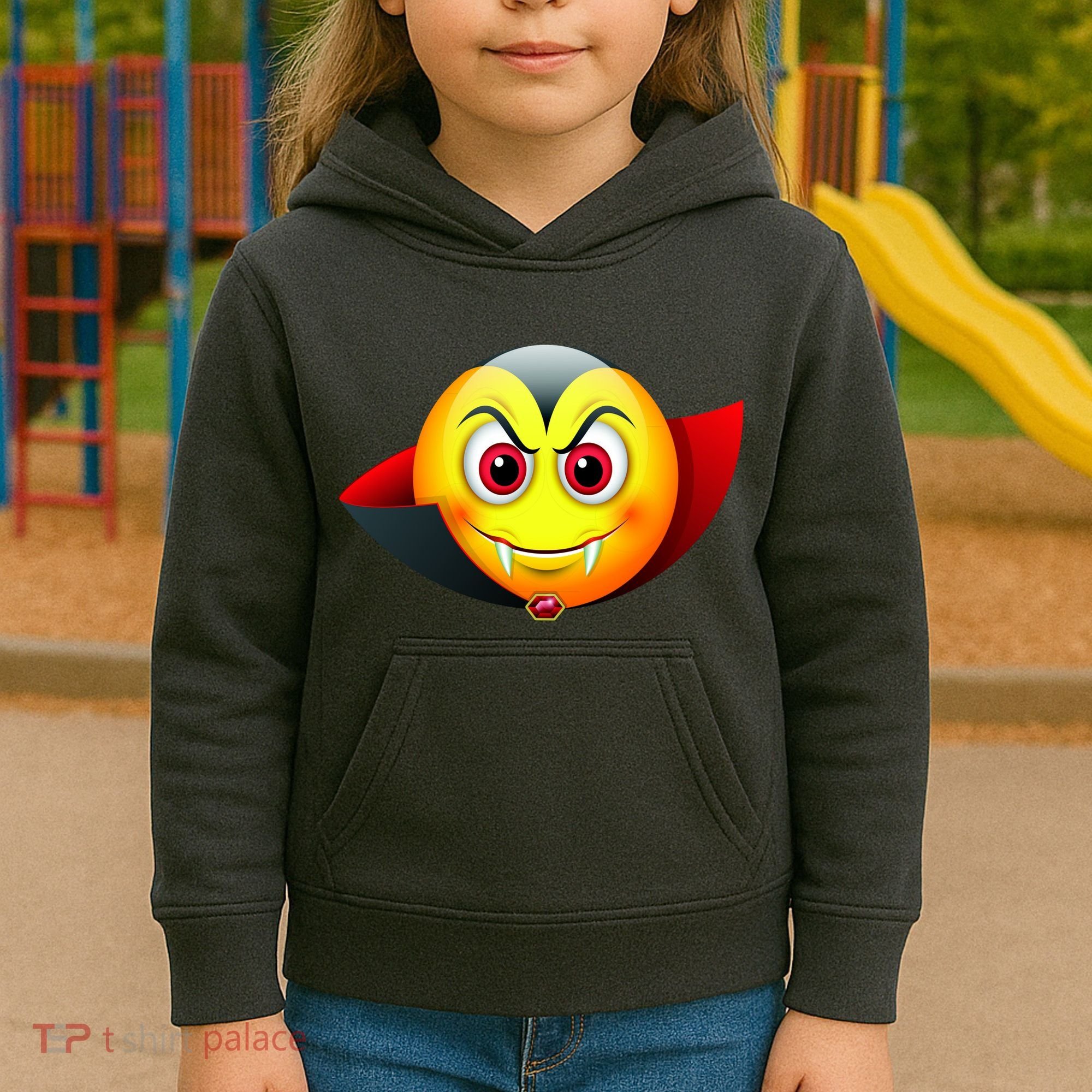 Vampire Halloween Emoji Kids Hoodie